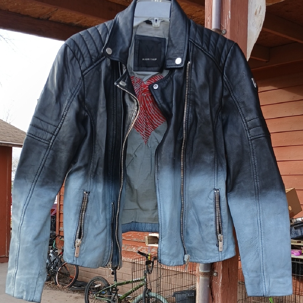 Edgy Black and Gray Ombre Leather Jacket